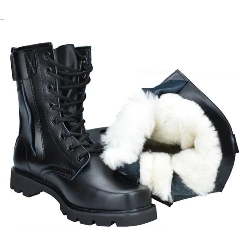 Stivali da Neve con Punta in Acciaio 2026, Scarpe da Lavoro con Pelliccia di Pecora, Stivali Tattici da Caccia ed Escursionismo per Uomo