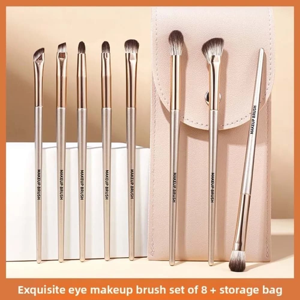 Set of 8 Eye Makeup Brushes, Face Cosmetic Brushes, Bronzer, Eyeliner and Eyebrow, Beauty Kit for Women