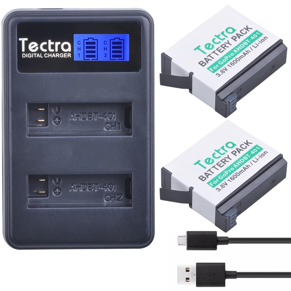 AHDBT-401 Li-ion 1600mAh Go pro Hero 4 Battery&LCD Charger for Gopro HERO4 Black/HERO4 Silver