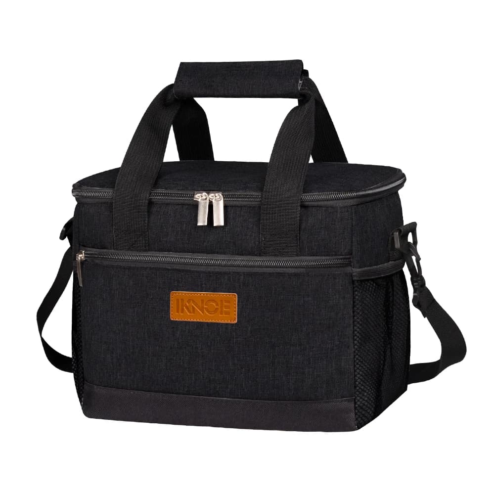 Borsa Termica Nera per Pranzo, Contenitore Isolante Portatile per Studenti, Picnic e Cibo, con Manico e Tasca Portaoggetti