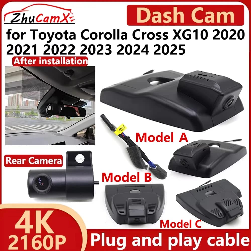 ZhuCamX per Toyota Corolla Cross XG10 2020 2021 2022 2023 2024 2025 4K 2160P Auto DVR Dash Cam Macchina Fotografica di Visione Notturna registratore
