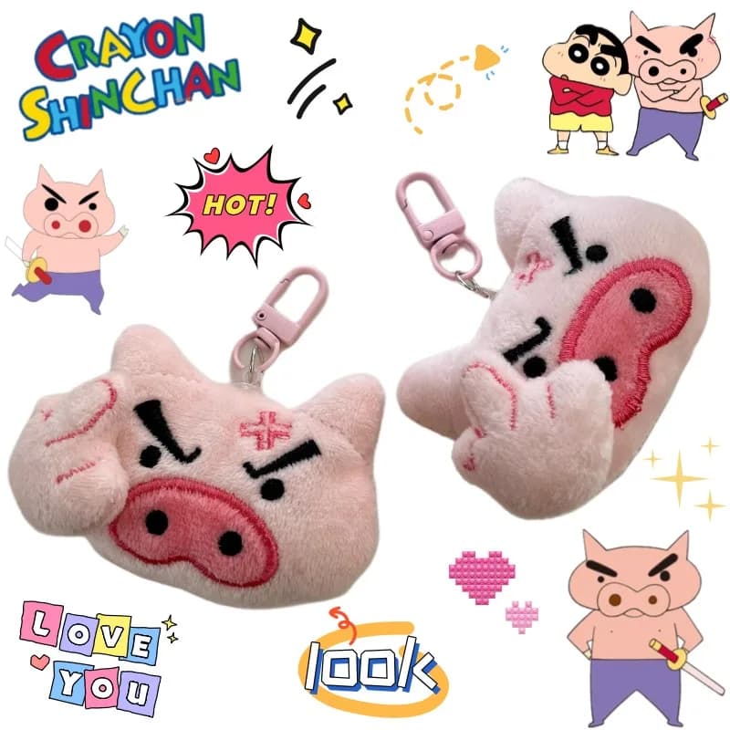 Crayon Shin-chan Buriburizaemon Cute Creative Animation Peripheral Keychain Secondary Cartoon School Bag Decorative Doll Pendant