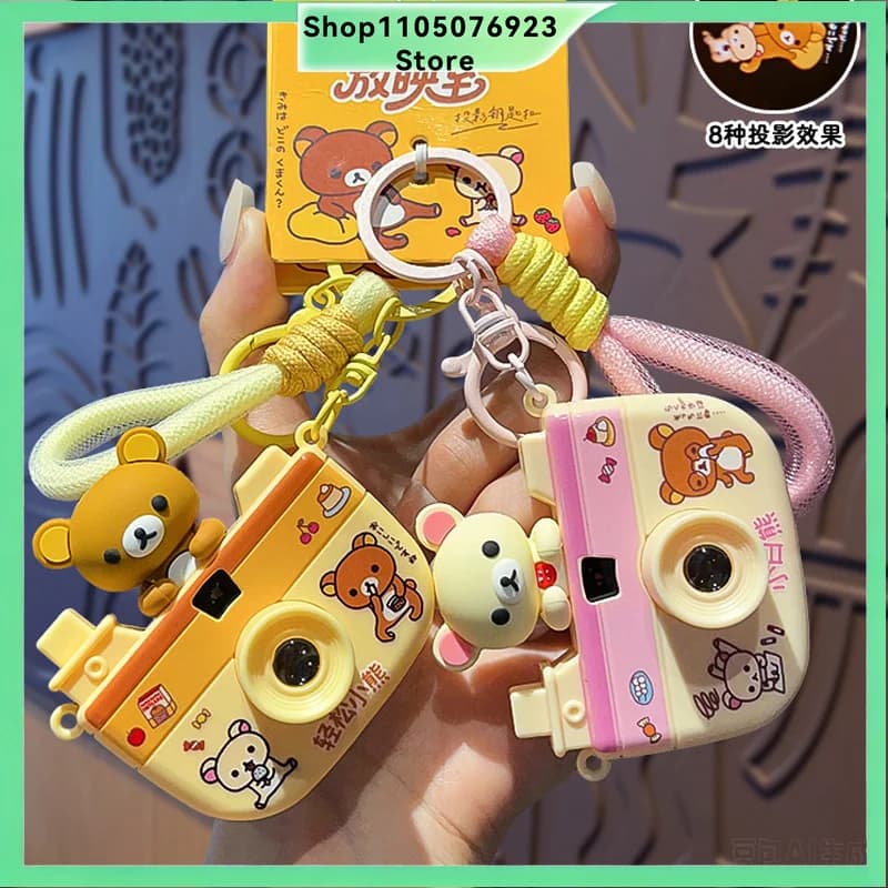 Cute Rilakkumass Keyring Beautiful Projection Camera Series Plush Series Keychain Cartoon Backpack Decor Bag Ornament Gifts