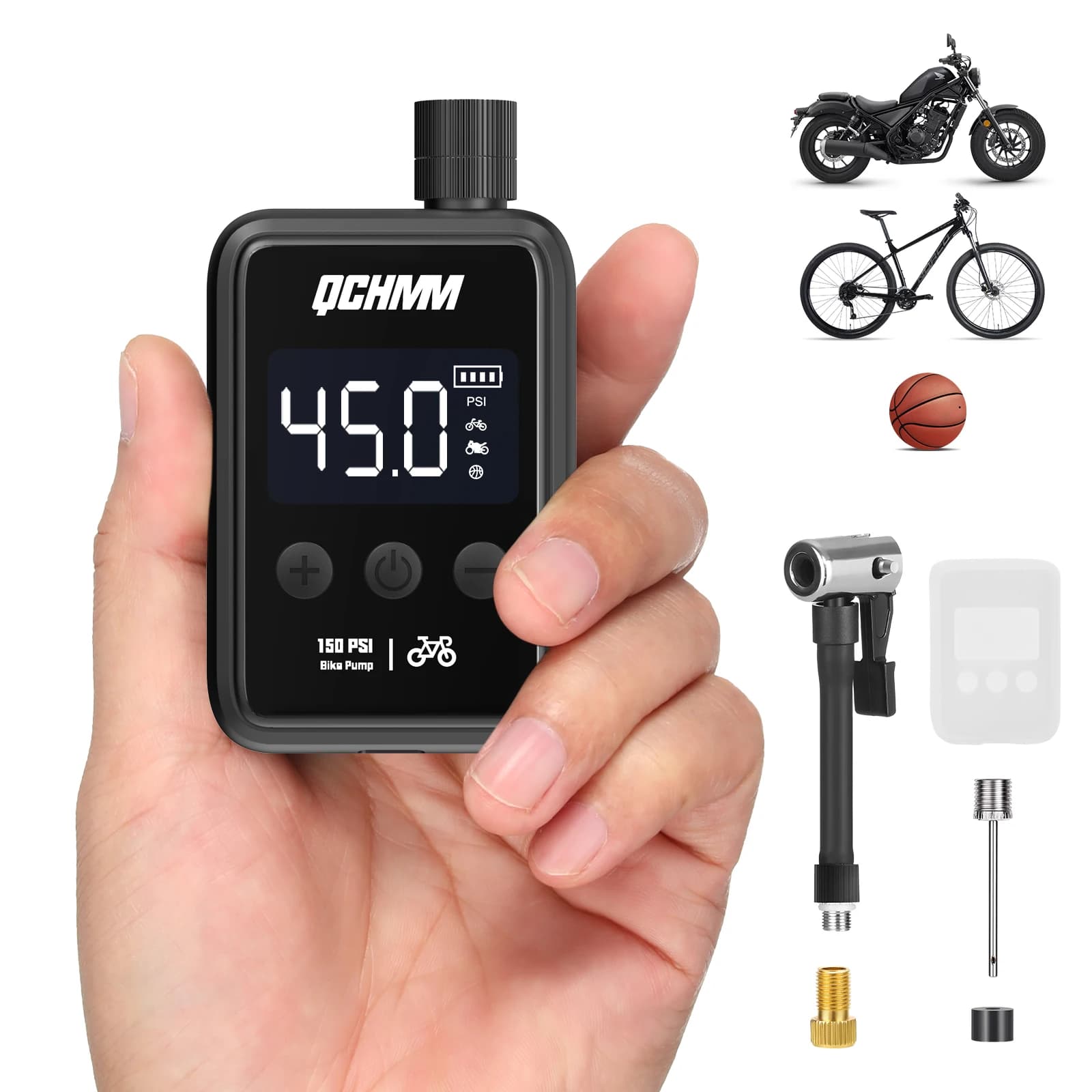 Mini pompa da bicicletta, pompa da bicicletta elettrica con manometro LCD digitale, pompa d'aria per bicicletta ultra piccola da 120 PSI, 500 mAh, tipo C