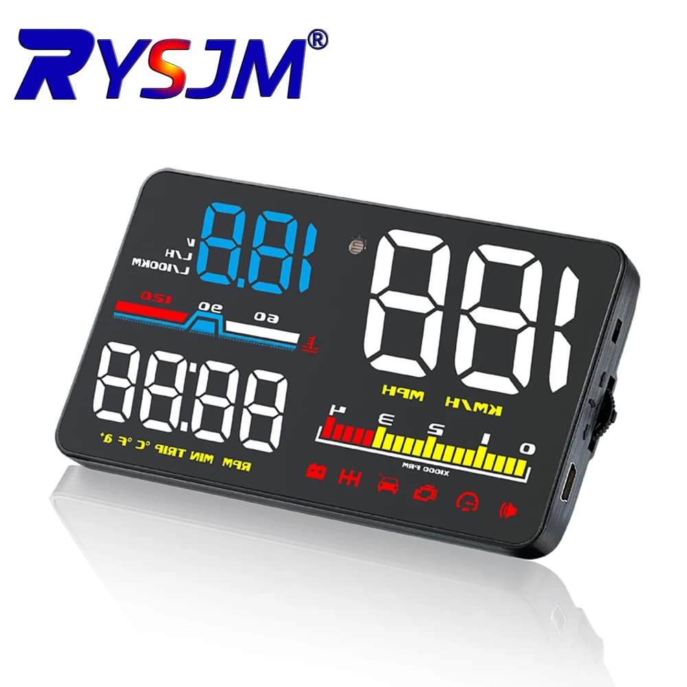 Display HUD D500 per Auto, Strumento Diagnostico OBD2, Tachimetro con Proiezione su Parabrezza, Allarme di Sicurezza Digitale
