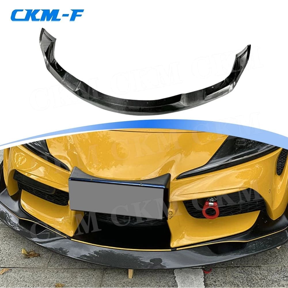 3 pezzi per Toyota Supra A90 2019-2024 auto in fibra di carbonio paraurti anteriore labbro mento spoiler FRP testa mento pala copertura corpo kit