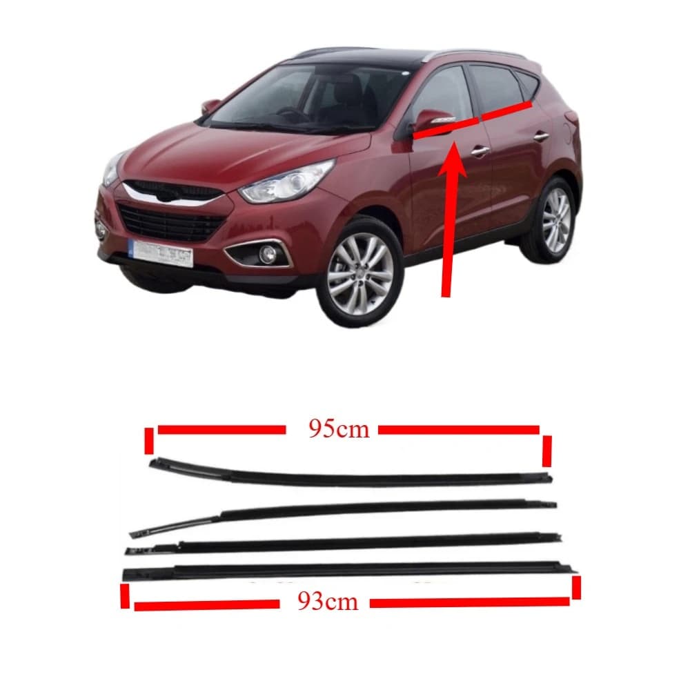 4 Pezzi Guarnizioni Esterne in Gomma Nera o Cromata per Finestrini Hyundai IX35 82210-2S000, Guarnizione per Tucson LM 2a Generazione 2010-2013