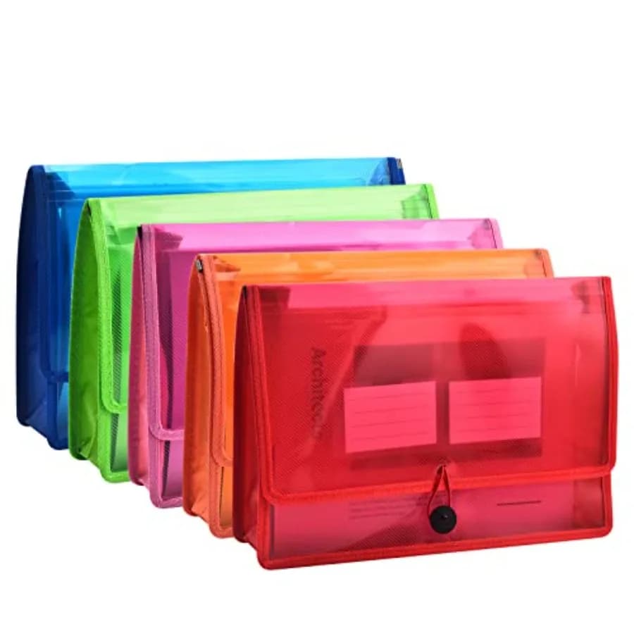 Expanding File Folder Document Organizer with Elastic Cord and Button Closure, Letter Size, 2.8" Expansion, Letter A4 Expandabl