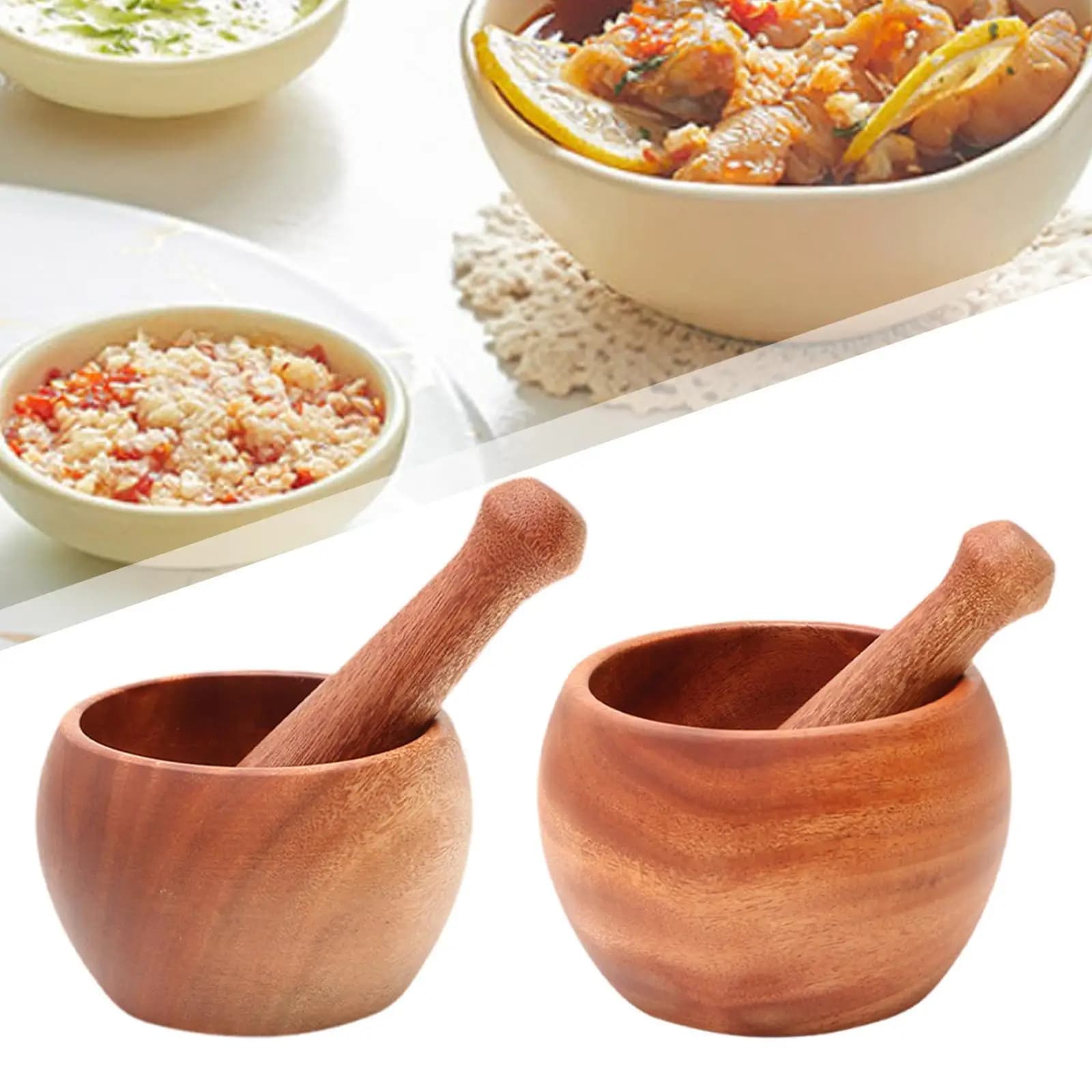 Set tradizionale per pestello e mortaio Tritacarne manuale Set multiuso per macinare le spezie per spezie da cucina allo zenzero Senape fresca