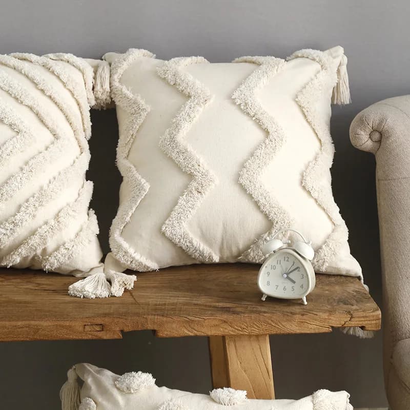 Boho Canvas Tufted Pillow Cover Cojines Decoration Sofa Bedroom Car Cushion Covers Moroccan Embroidery Pillowcases 30x50/45x45cm