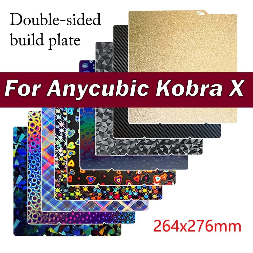 PEI per Anycubic Kobra X, Foglio PEI per Stampante 3D, Piastra di Costruzione a Doppia Faccia in Acciaio Armonico per Ricambi per Piattaforma Riscaldata Anycubic Kobra X