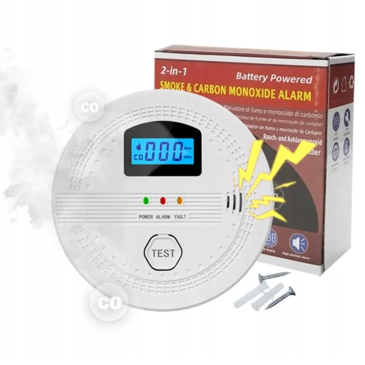 Allarme CO rilevatore autonomo di monossido di carbonio con display LCD Alimentato a batteria Certificato CE per uso domestico in cucina e ufficio