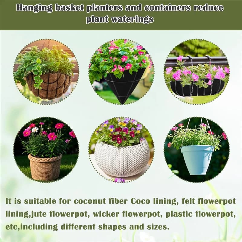 LLCS-Hanging Basket Liners Planter Insert Auto Watering Mat Plant Insert Watering Devices Hanging Plant Water Catcher 20PCS