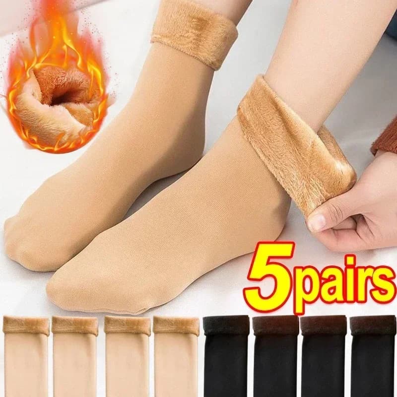 5 pairs new women winter thickening short socks warm socks cashmere wool thermal socks nylon velvet snow boots house floor Calcetines Mujer