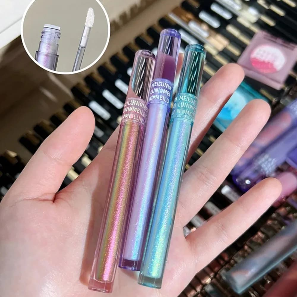 Ombretto Liquido a Rapida Asciugatura, Impermeabile, Brillante, Glitterato, Multicromatico, Lunga Durata, Trucco Occhi Liquido