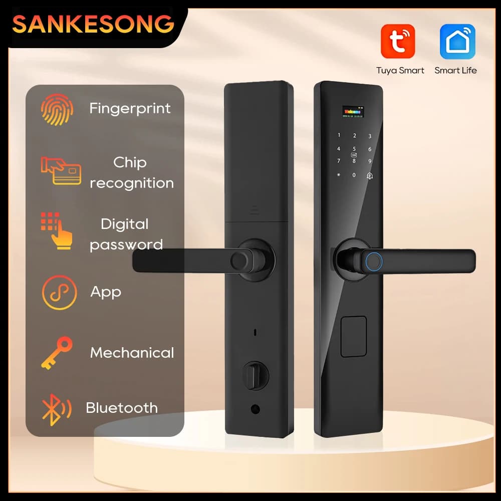 SANKESONG impermeabile Tuya Biometric Fingerprint Security Intelligent Smart WiFi APP Password serratura elettronica della porta