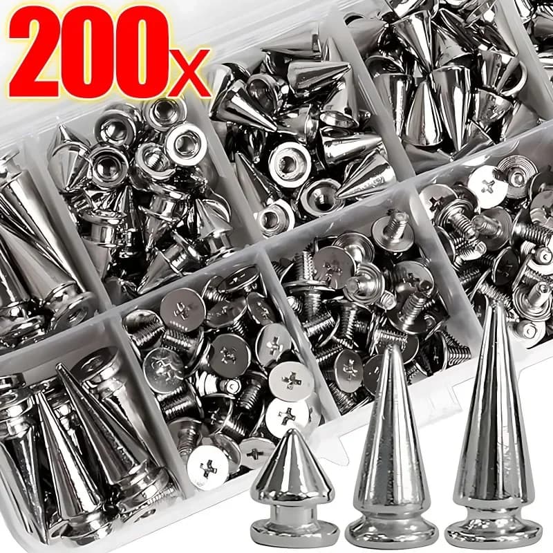 10/200PCS Punk Rivetto Argento Cono Spikes Vite Borchie Mestiere Fresco Rivetti Vestiti Borsa Scarpe Cintura In Pelle FAI DA TE Forniture Artigianali