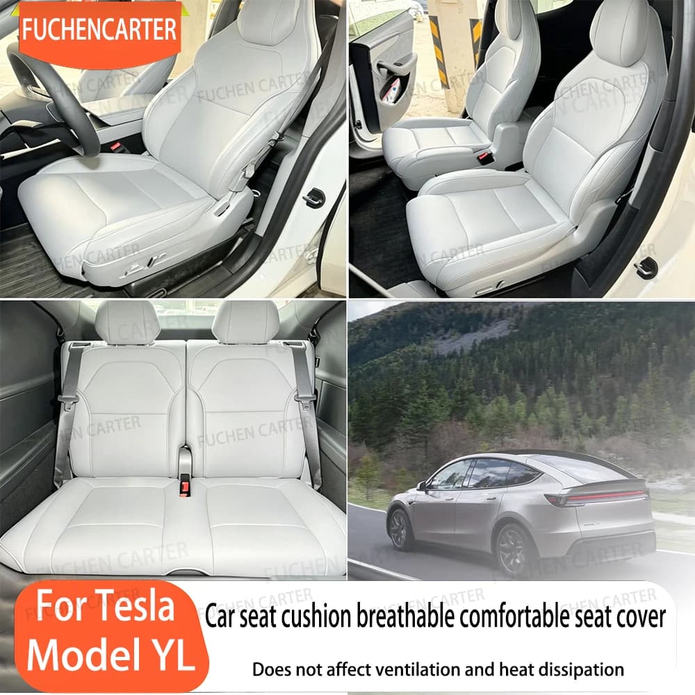 For Tesla NEW ModelYL 2026 Car Seats Cover Nappa Leather YL Invisible Seat Cushions Ventilation High Quality Interior Accessorie