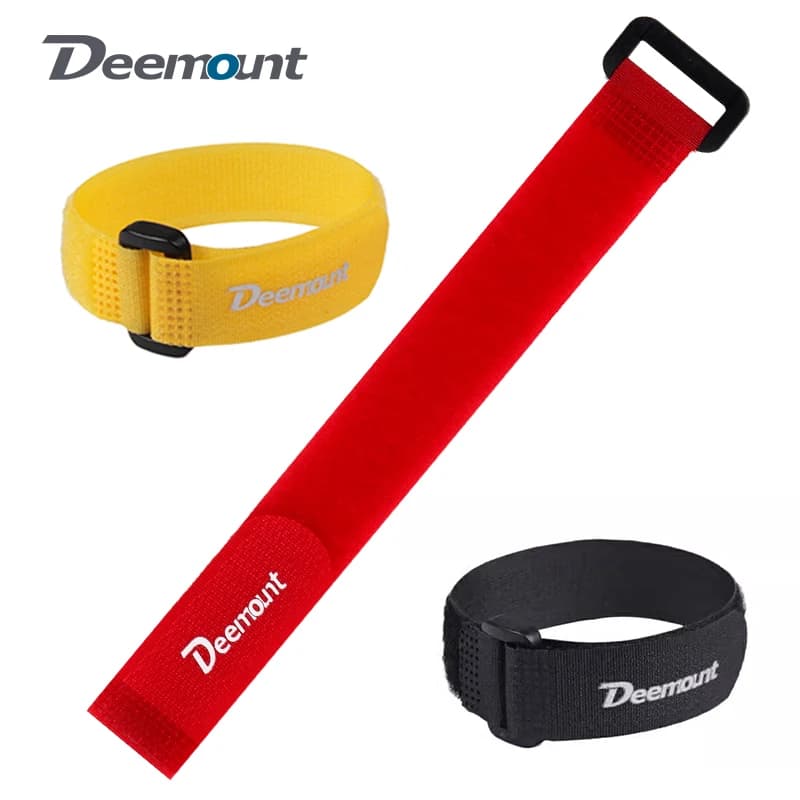 Deemount 5PCS Nastro adesivo con gancio/anello in nylon per bicicletta, cinturino autoadesivo, filo per cavo per bici, pompa per bottiglia, fascia per torcia