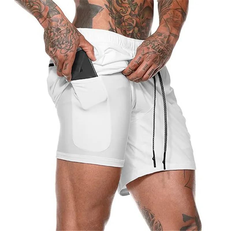 Pantaloncini da corsa a doppio strato 2 in 1 da uomo, pantaloncini sportivi casual da palestra, pantaloncini da corsa in rete traspiranti da basket, per l'estate