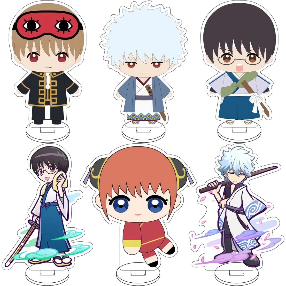 10CM Anime Gintama Cos Sakata Gintoki‌ Shimura Shinpachi Kagura Sadaharu Elizabeth Figure Acrylic Stand Cute Gifts Ornaments