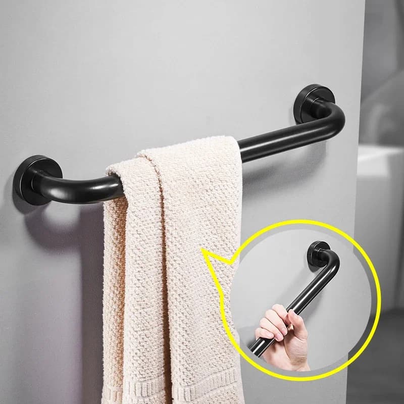 Corrimano per WC cromato nero per bagno, vasca da bagno, bracciolo, maniglie di sicurezza, maniglia per porta, portasciugamani, accessori per WC