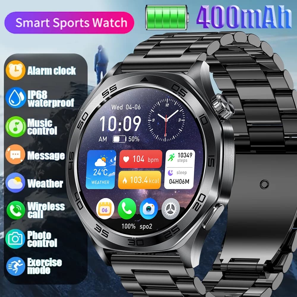 Smartwatch for Men 2026 with LED Screen from 1,46 Inches, Flashlight, Health Monitoring, 400mAh Large Battery for Open Sport