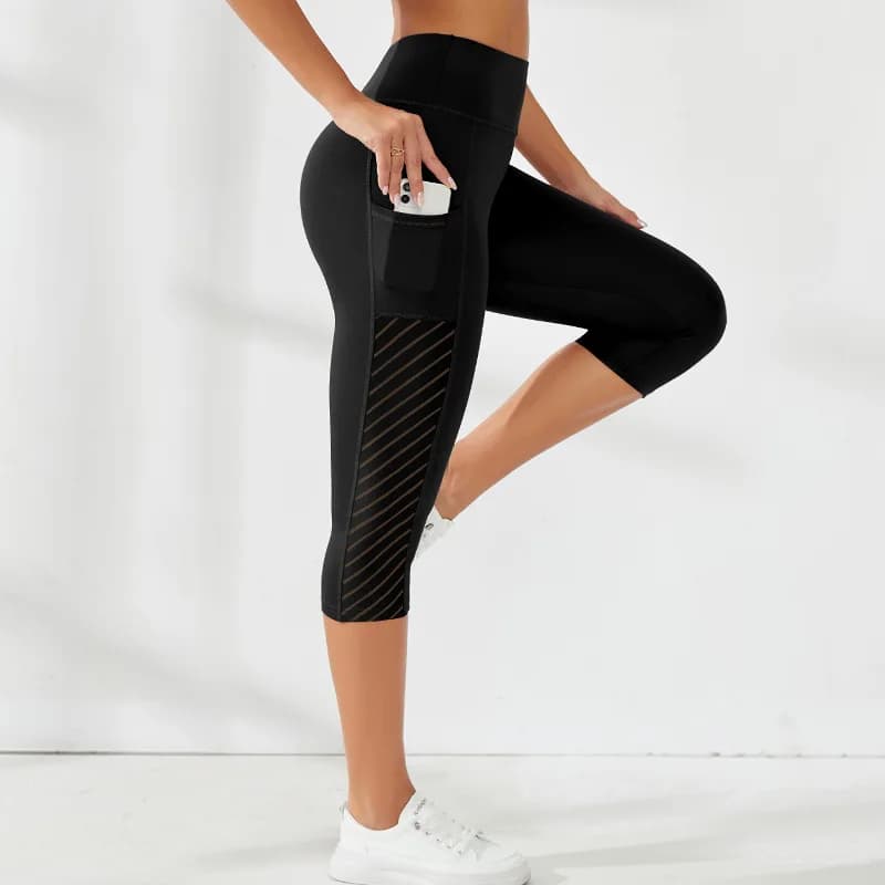 Pantaloncini da Yoga in rete pantaloncini sportivi da tasca a vita alta da donna Push Up Butt Workout Running pantaloncini Casual traspiranti e ad asciugatura rapida