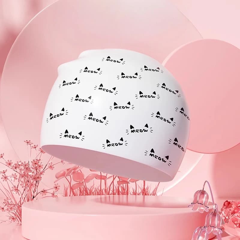 Long-haired swim cap, fashionable and waterproof silicone professional swimming head with mermaid pattern