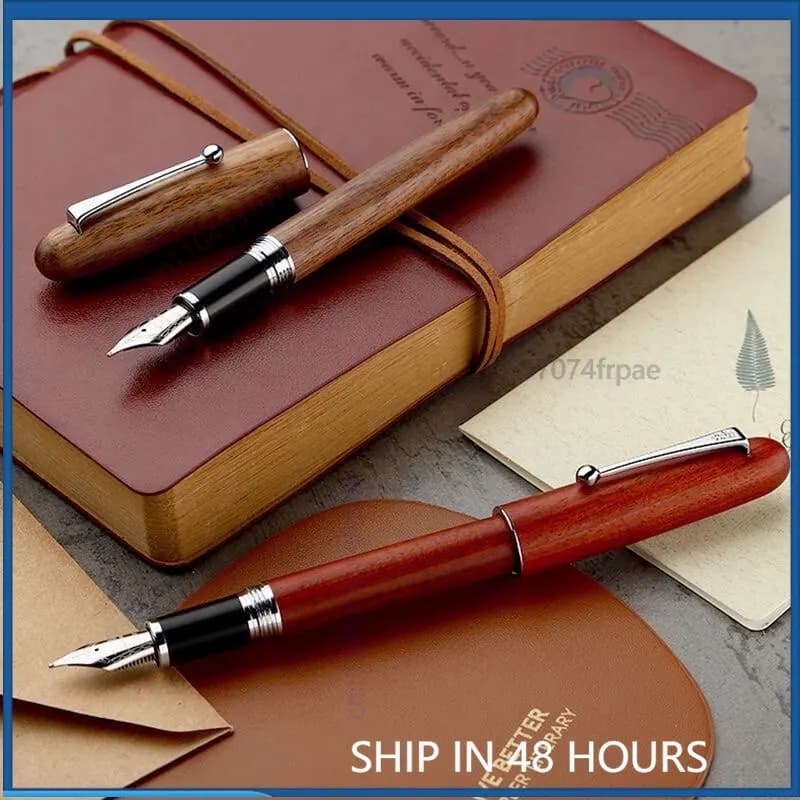 For Jinhao 9035 Thick Solid Wood Fountain Pen Large 35# Iridium Nib Padauk Peach Wood Adult Calligraphy Writing Pen
