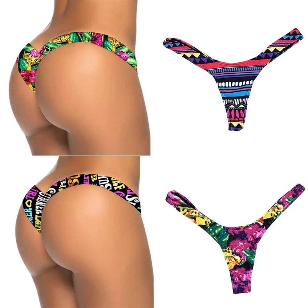 Slip Bikini Brasiliano da Donna con Stampa, Perizoma da Bagno, Costume da Spiaggia Estivo Comodo e Sexy, Bikini Perizoma 2025 Mujer