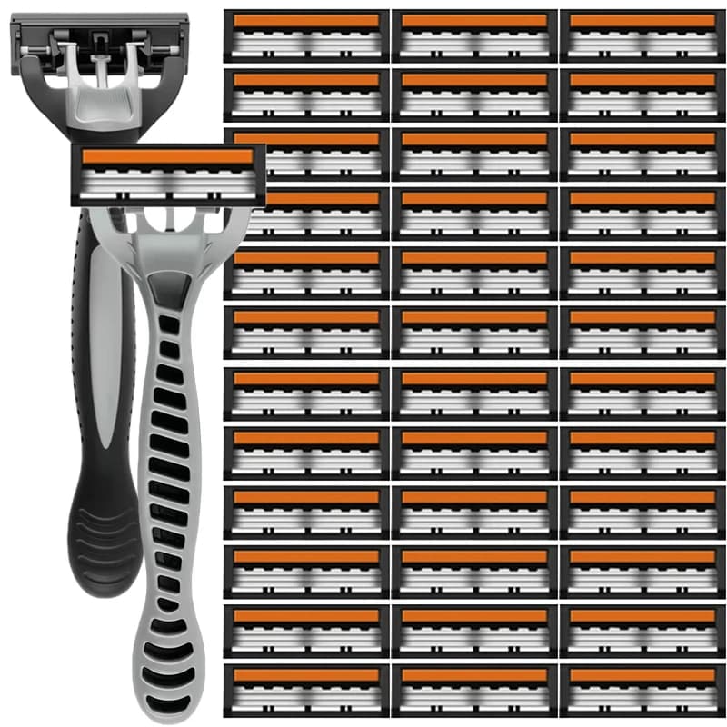 3-Layer Razor Head Manual Shaver, Blade Razor Safety Shaving Beard Moustache Manual Shaver Set