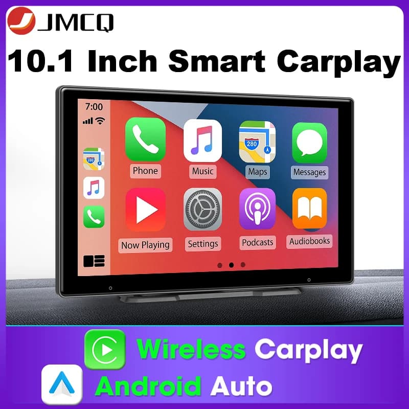 JMCQ 7/10 pollici Wireless Carplay Android Auto Smart Screen Lettore video multimediale per auto portatile per GPS stereo per auto Android A-pple