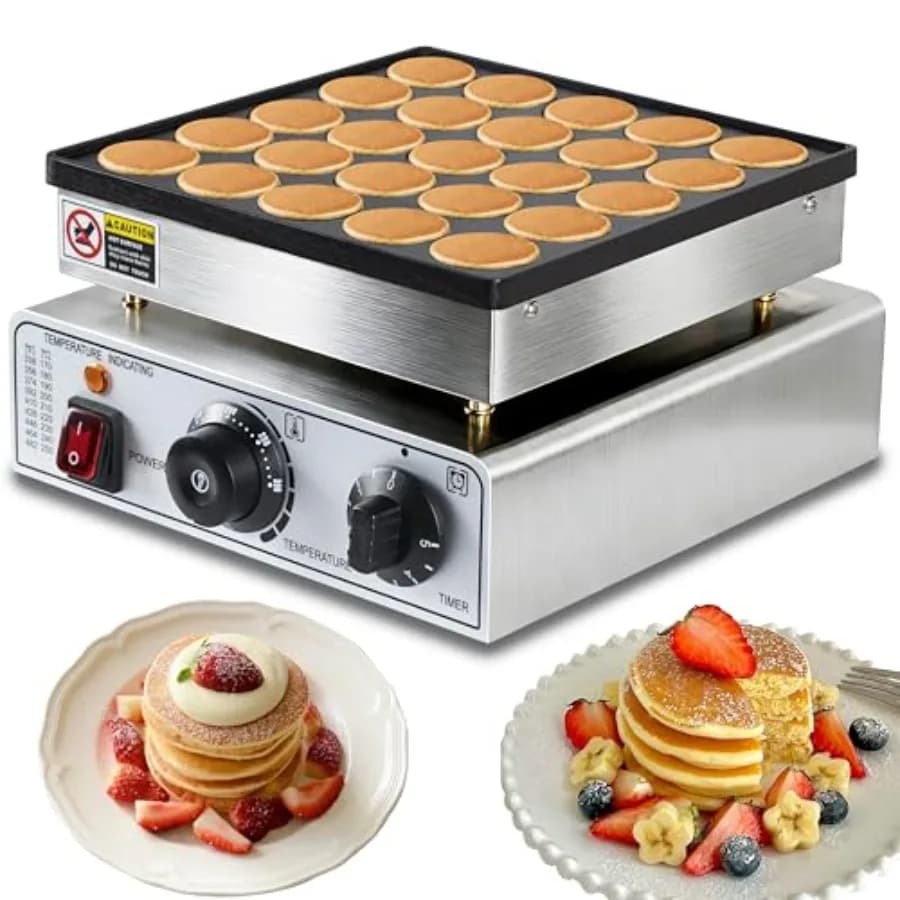Mini Pancake Machine 25 Pieces 950W Electric for Dutch Pancake Anti-adhesive for Use in Restaurants and Black Kitchens