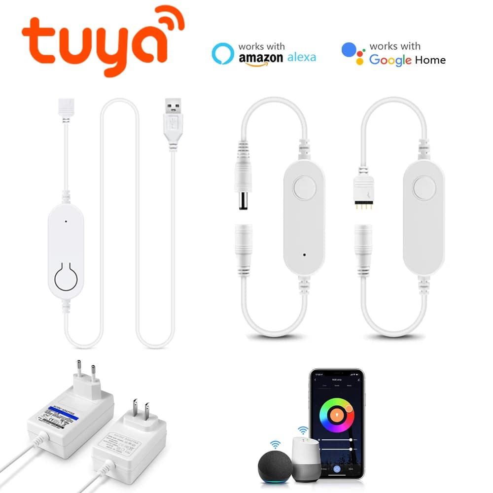 RGB LED Strip Controller ,Smart Home USB/DC Interface Led Controller,Tuya Wifi Switch for 12V 2A 3A Power Supply 5050 Neon Tape