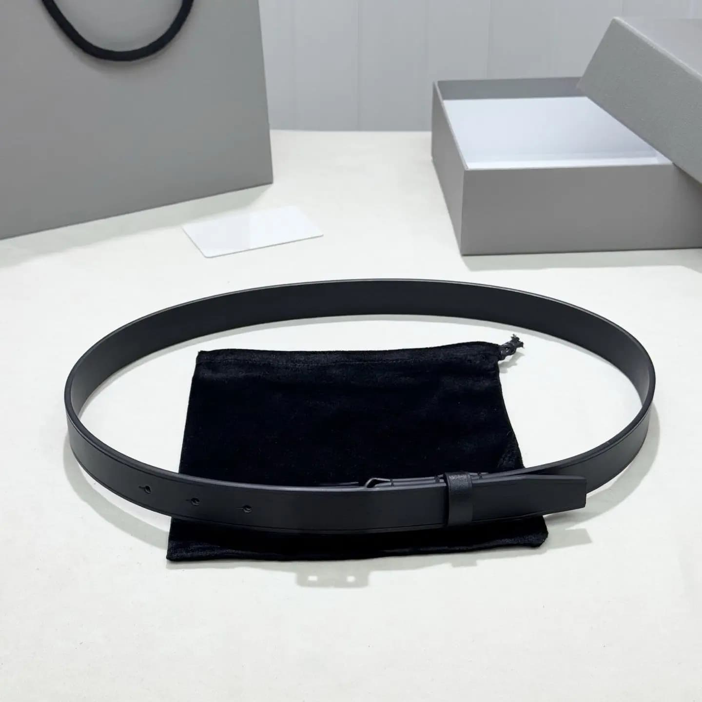 Sleek Black Thin Belt For Men Women Double Ring Buckle Modern Waist Strap For Jeans Trousers Casual Daily Business Wear
