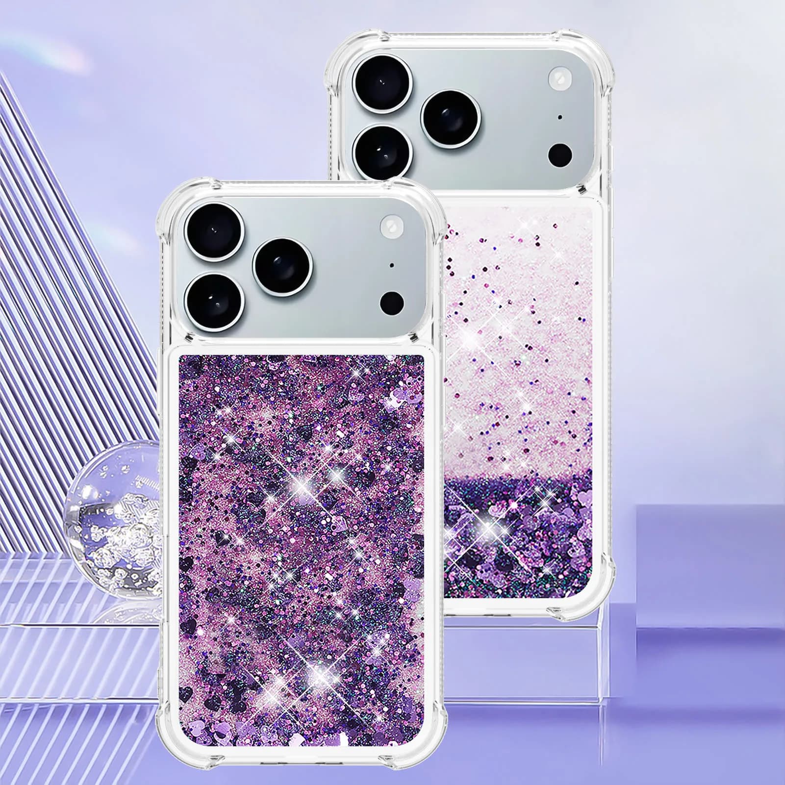 Custodia per telefono con sabbie mobili liquide con glitter trasparenti per iPhone 17 Air 16 PM 15 14 Plus 13 12 11 Pro Max 16e Custodia protettiva anti