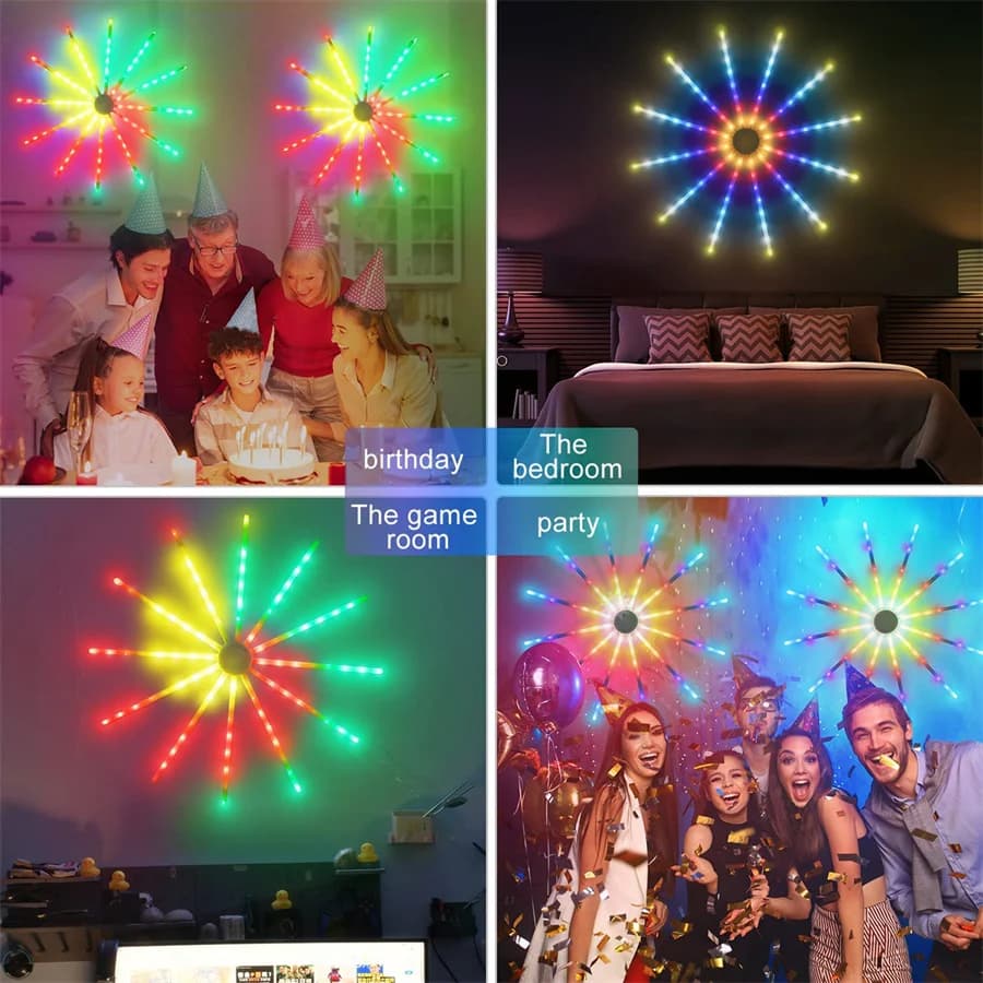 Telecomando RGB 18 modalità Ghirlanda di Natale Lucine LED impermeabile Appeso Fuochi d'artificio Luce per decorazioni di Capodanno per matrimoni
