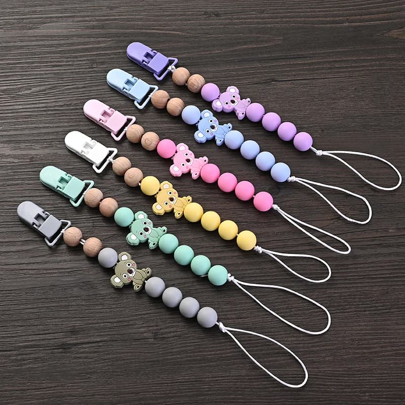 Clip per ciuccio in plastica per succhietto per bambini Catena per porta ciuccio in silicone per cartoni animati per animali per catena per capezzoli per bambini Giocattolo da masticare per allattamento Regalo per doccia