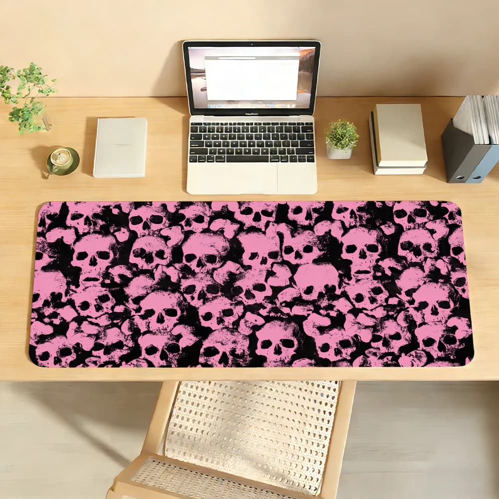 Tappetino per mouse S-Skulls, antiscivolo con bordo bloccabile, per PC e laptop, in gomma, per ufficio, tastiera, grande, XXL, per gaming