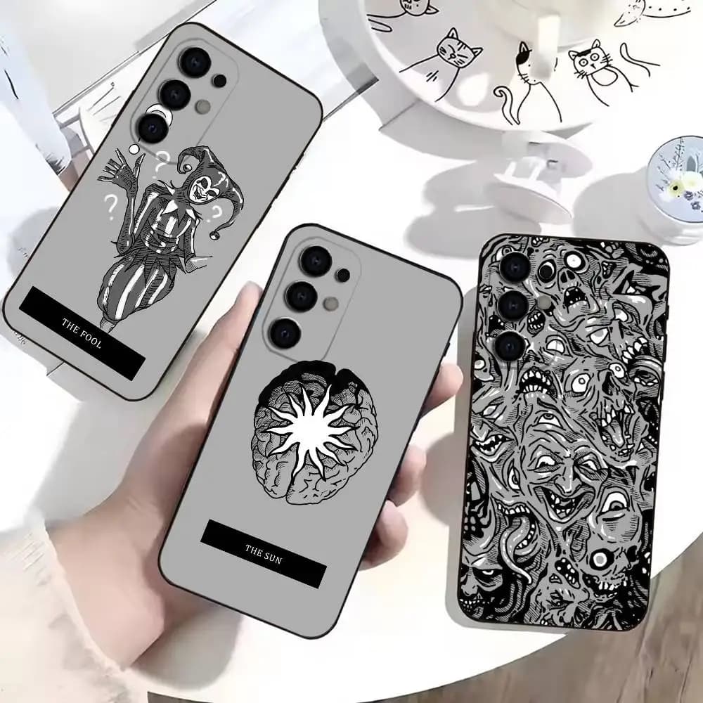 Custodia per telefono Phasmophobia Tarot C-Card per Samsung S25, S24, S21, S22, S23, S30, Ultra, S20, Plus, FE, Cover in silicone morbido nero