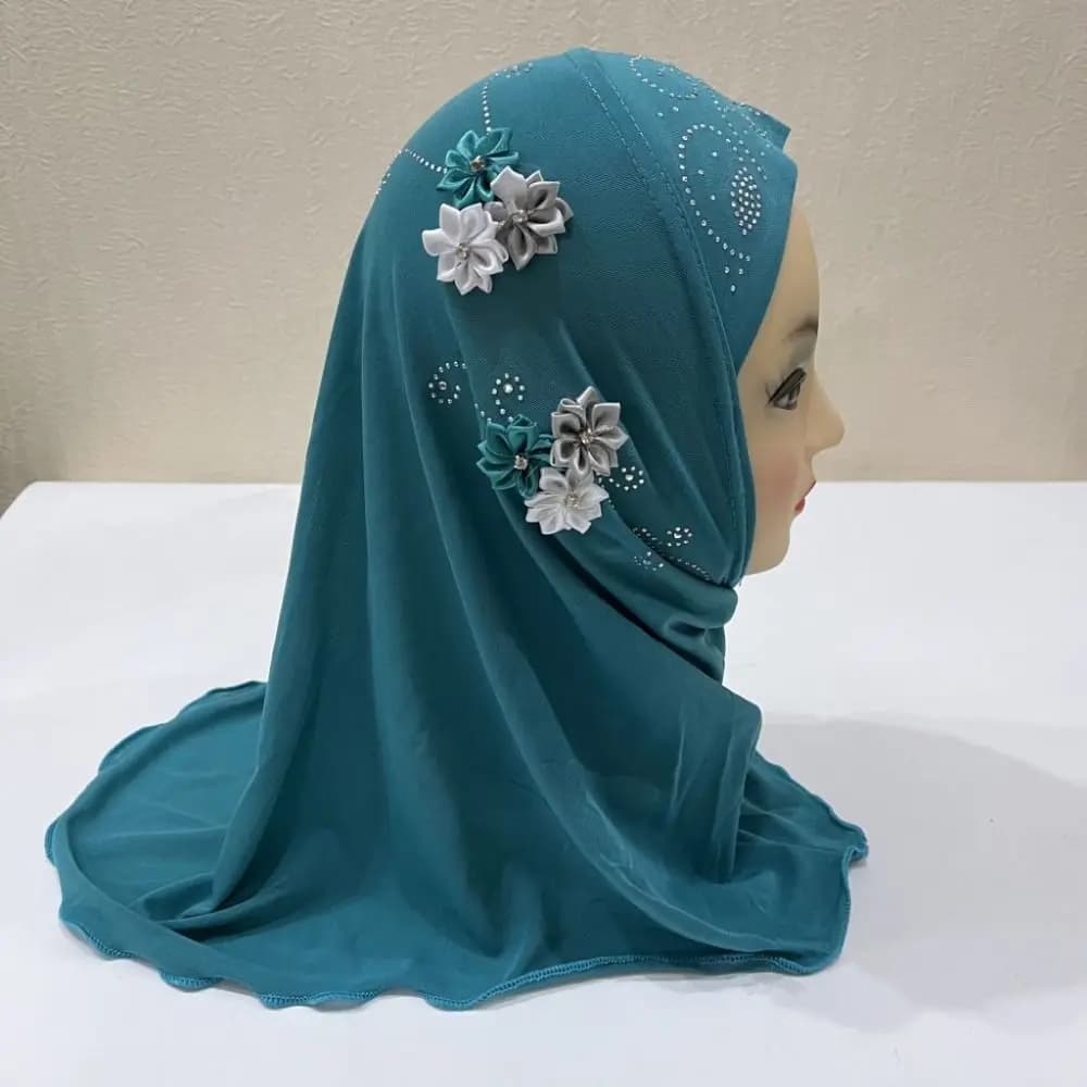 Beautiful Hijab Flowers Head Wrap Islamic Scarf Kids Headscarf Girl Headbands