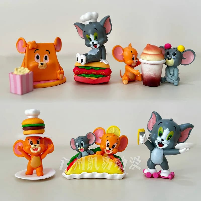 6pcs/set Cartoon Tom New and Jerry Cute Car Desk Decorations Toys Action Figures Model Toy Birthday Gifts