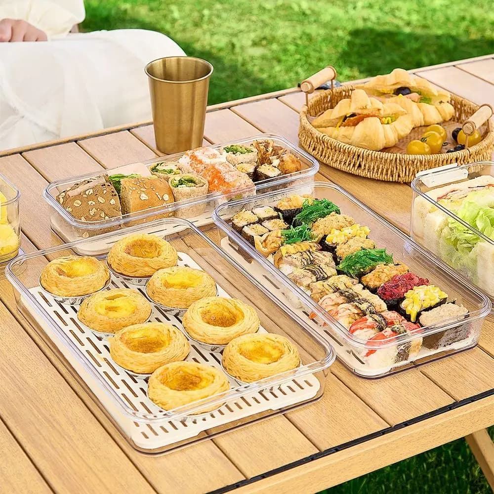 Clear Fruit Storage Container Fresh-Keeping with Lid Pasta Storage Container Airtight Rectangular Fresh Food Container Meal Prep