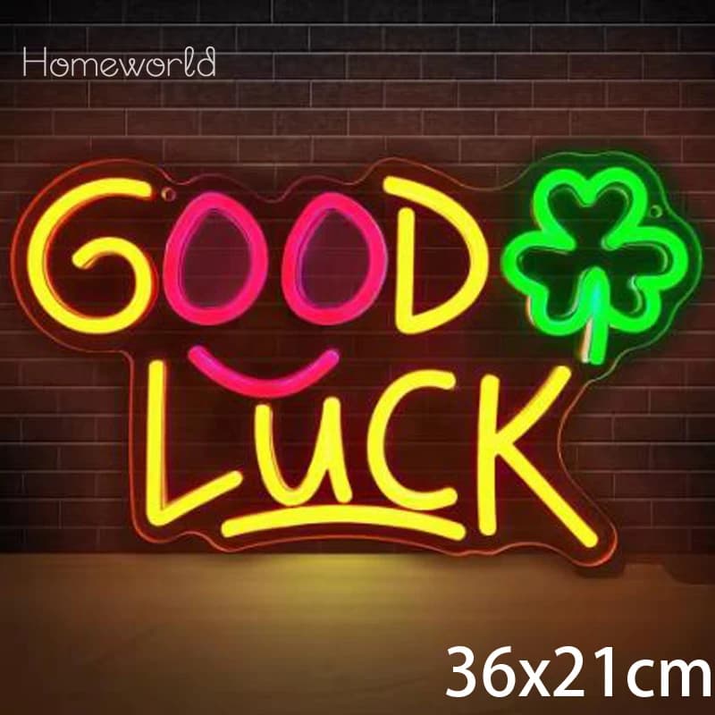 Good LUCK Insegna al neon Simpatico insegna a LED per la decorazione della stanza amici Festa Camera da letto Salone Wall Art club regali per feste per regali di amici