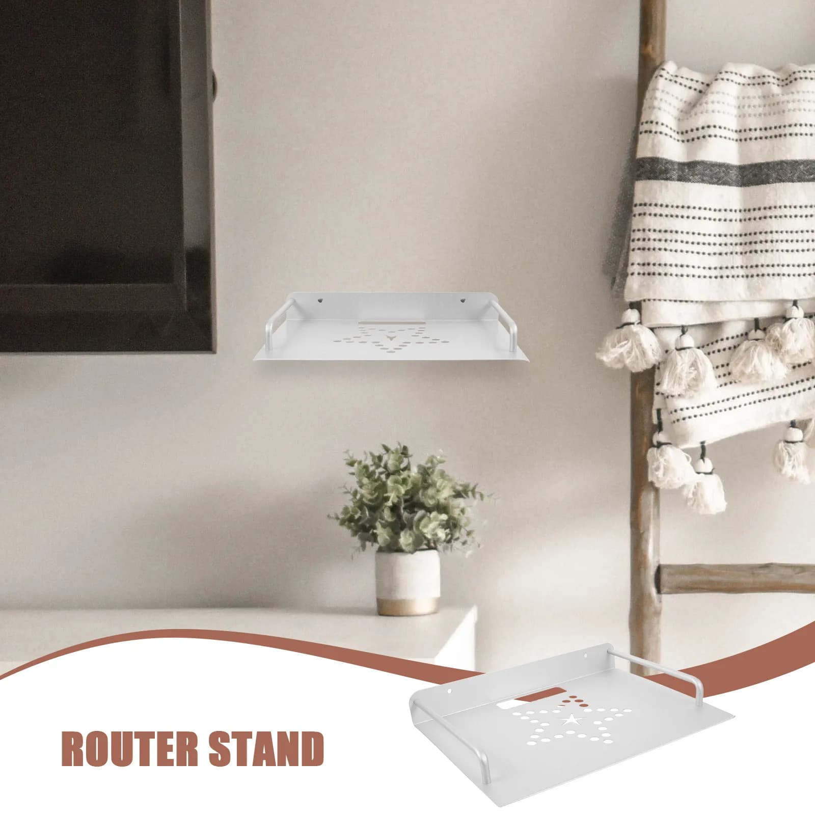 Stb Box Stand Aluminum Alloy Metal Router Holder Space Saving Living Room Shelf For Home Use Set Top Box Rack Storage