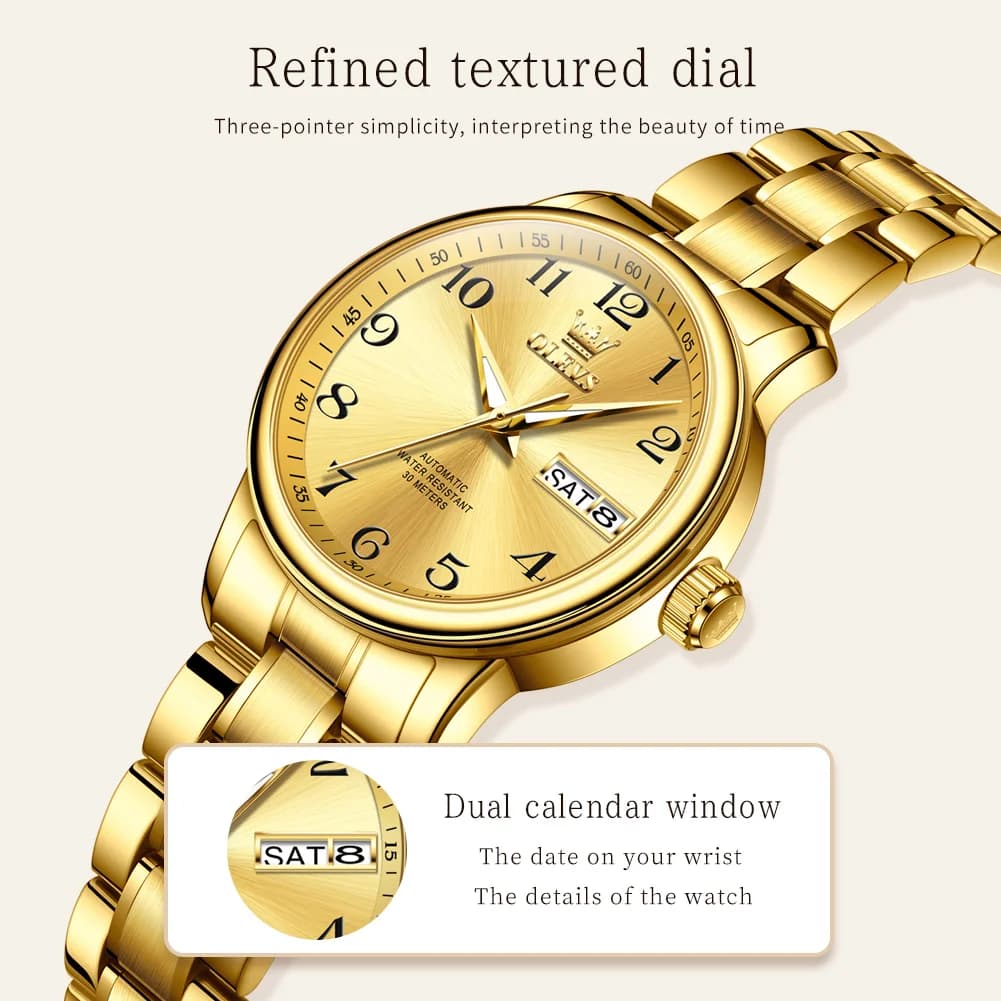 OLEVS 7072 Women's Luxury Fashion Watches Double Calendar Automatic mechanical watch for women's waterproof watch