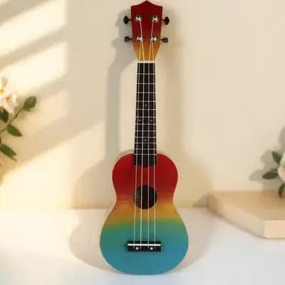 1Set Ukulele Rainbow Painted 21 Inches Beginner Acoustic Small Guitar Mini Musical Instruments Starter Gift