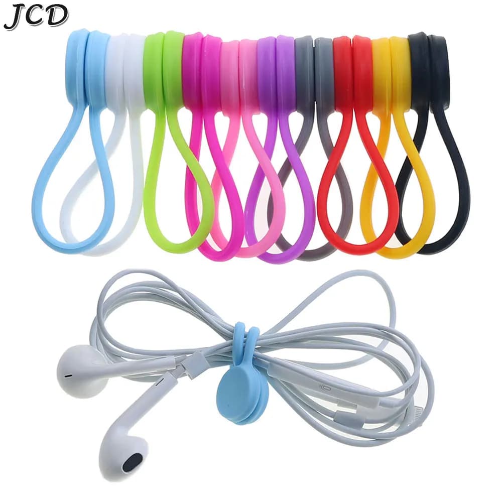 JCD 5 fascette magnetiche riutilizzabili, organizer per cavi, fascette magnetiche in silicone per imballaggio di oggetti, magneti per frigorifero con pennarelli per libri