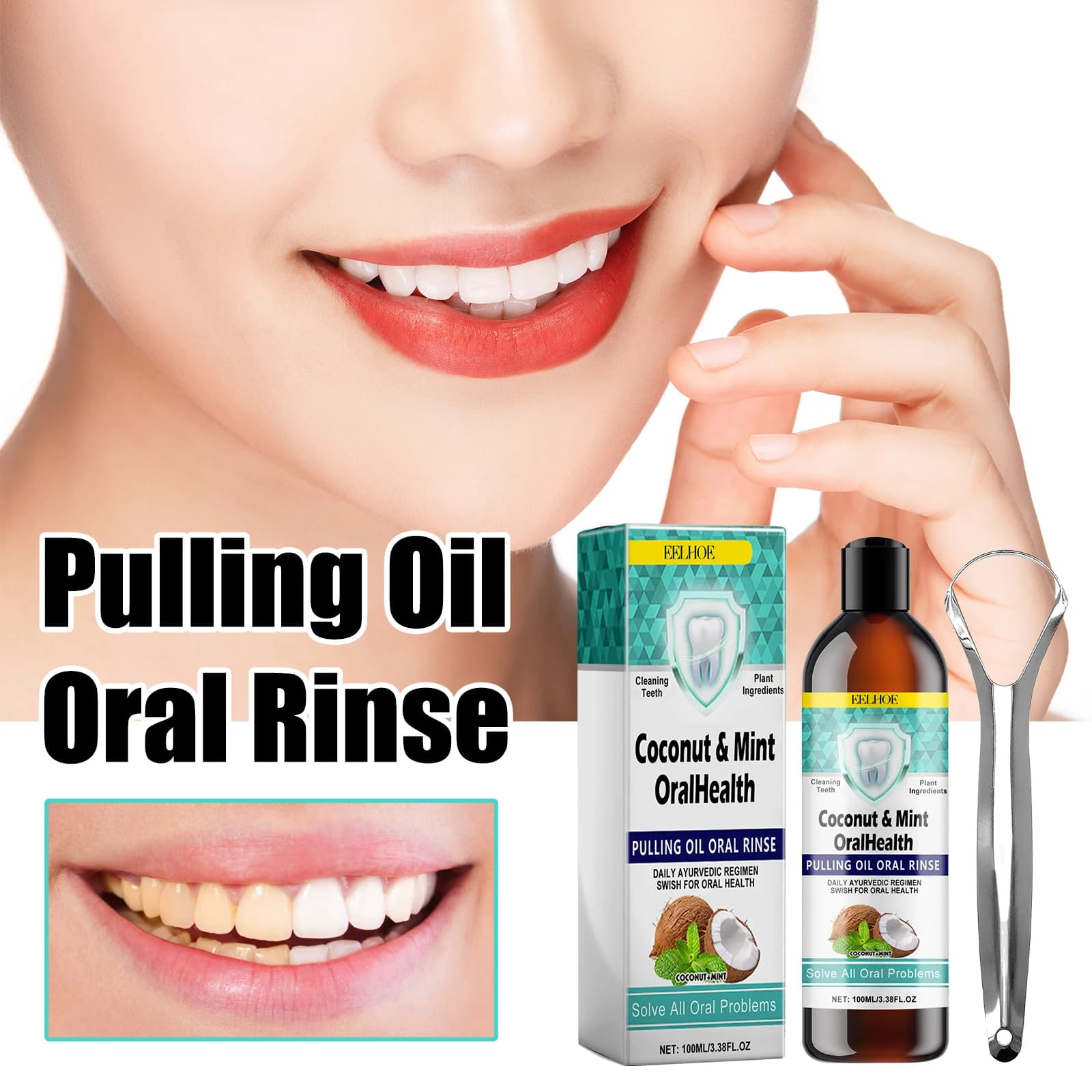 Colorful Coconut Oil Collutorio Remove-Macchie Alito Fresco Oral Care Gengive Health Natural Cleaning of teeth Daily Treatment